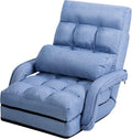 COSTWAY Divano, regolabile, pieghevole, con braccioli, 55 × 66 × 71 cm, Blu, acciaio, per soggiorno