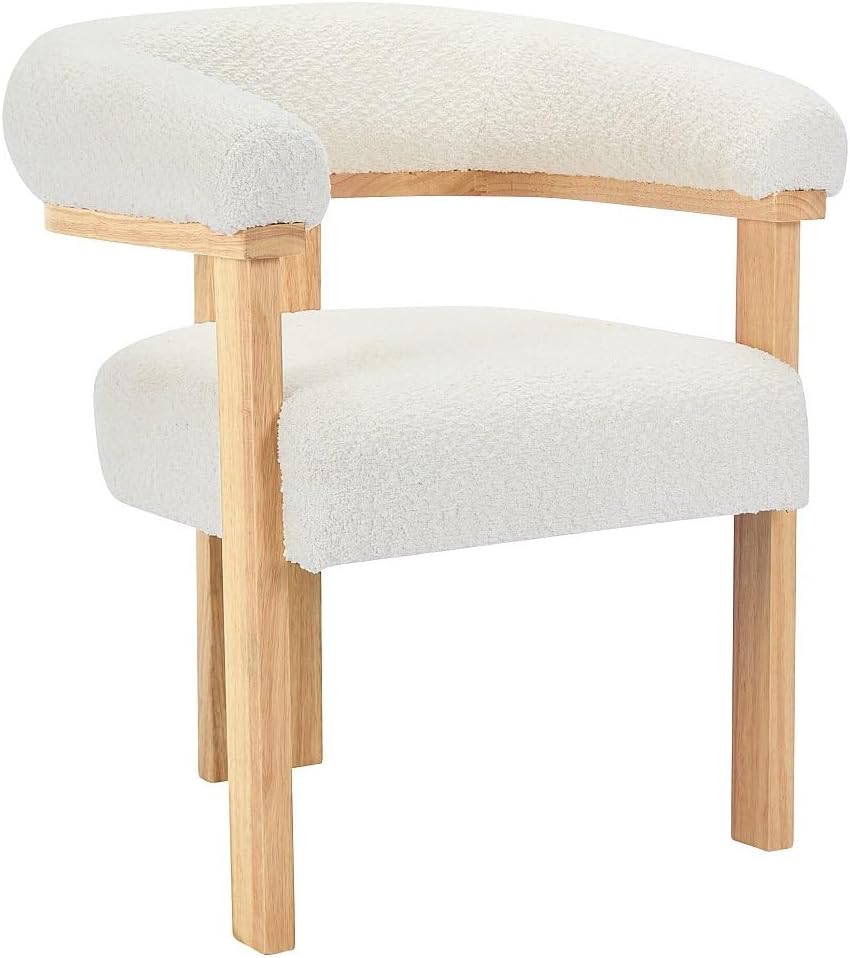 Sedia Vente-unique, LIVELIA, con braccioli, 64 × 60 × 78 cm, Bianco, legno, tessuto