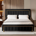 Struttura letto KEFSR, matrimoniale, Nero, 160 × 200 cm, legno, velluto, materasso non incluso, con contenitore, con rete a doghe, imbottito