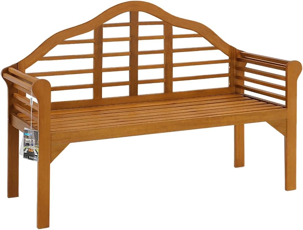 Panca CASARIA, 2 posti, 135 × 56 cm, legno, con braccioli, per giardino e terrazzo