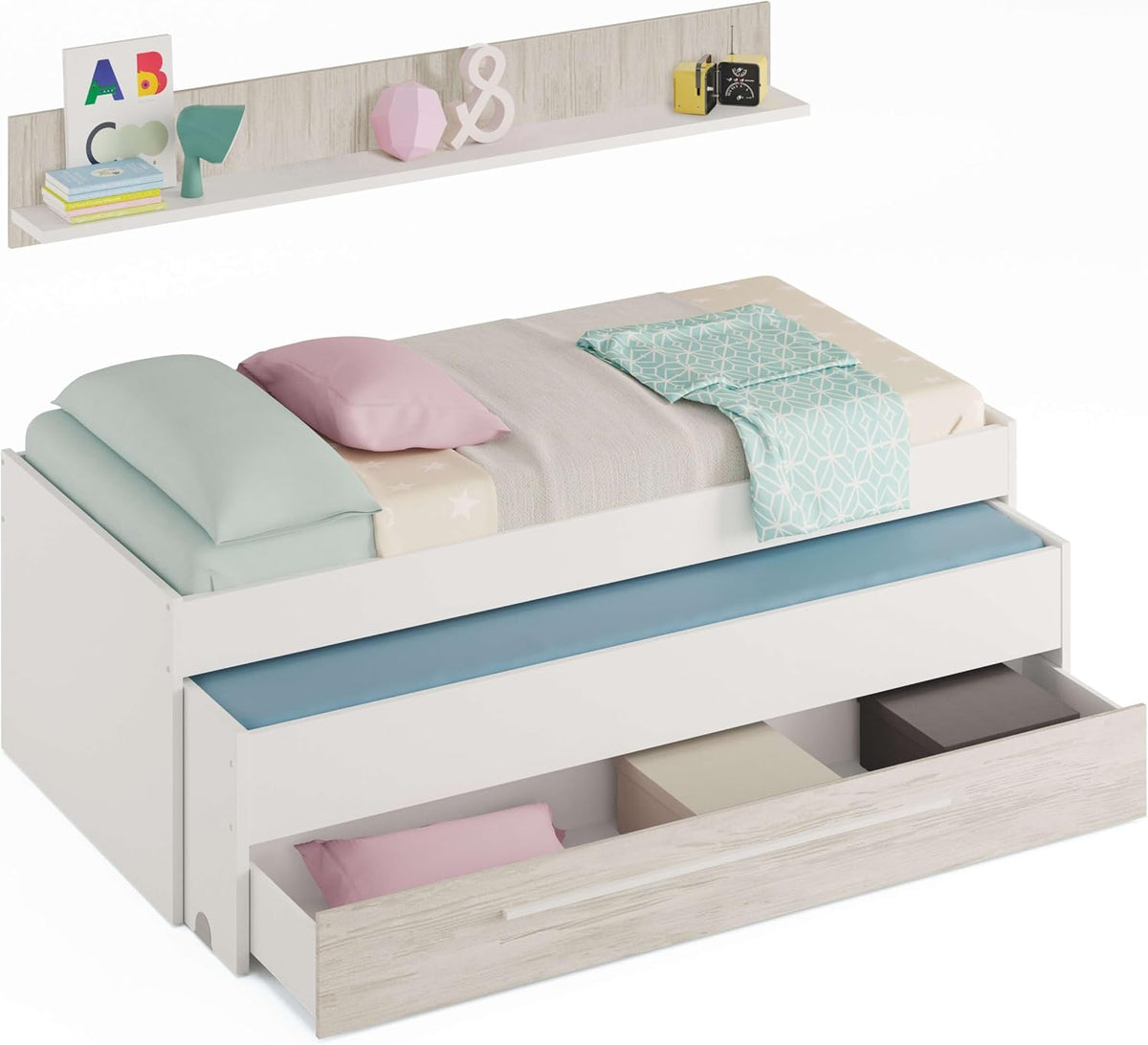 Struttura letto Habitdesign, singolo, Bianco, per camera da letto