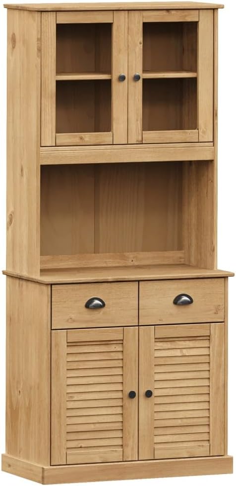 vidaXL Credenza, 78 × 40 × 175 cm, legno massello, per soggiorno