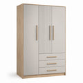 Armadio in legno e MDF con 3 ante e 3 cassetti