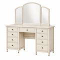 Toeletta con Specchio LED in Legno MDF e Metallo Bianco