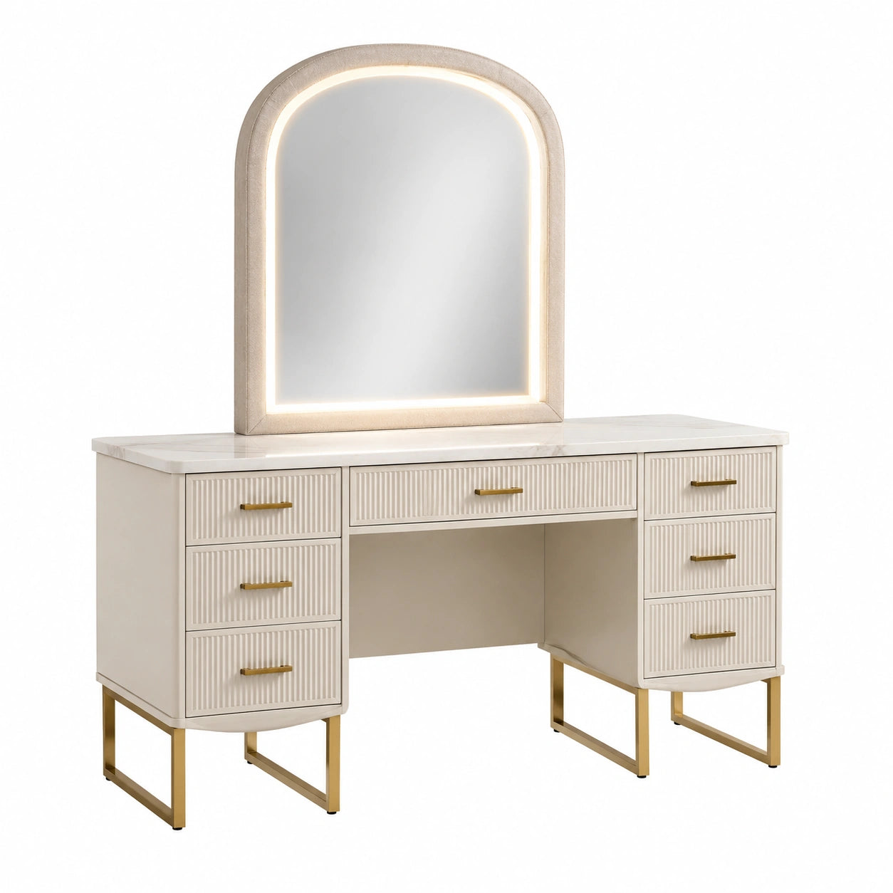 Toeletta in Legno con Specchio e Cassetti