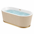 Vasca da Bagno in Pietra Composita Beige con Dettagli in Oro