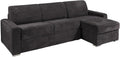 Vente-unique CALITO Divano letto angolare reversibile 5 posti, Grigio antracite, velluto a coste, letto 140 cm, materasso 14 cm