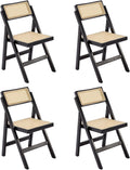 chairus Set di sedie da pranzo, 4 sedie, Nero, legno, rattan, pieghevole