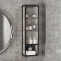 Mobile da bagno TUPAFJU, Nero, 3 ripiani, vetro, per bagno