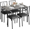Set da pranzo Crevyteg, set di 5 pezzi, 4 sedie, legno, metallo, per sala da pranzo e cucina