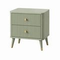 Comodino a 2 cassetti in legno e metallo verde