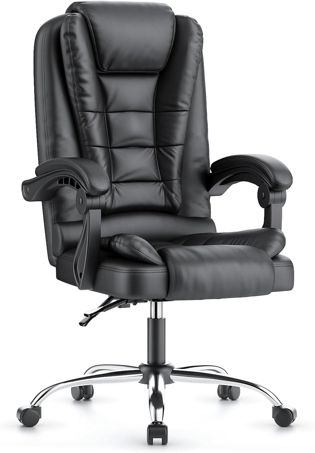 naspaluro Sedia da ufficio, Nero, reclinabile, regolabile, con braccioli, ergonomica, per ufficio