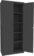 Armadio EGLEMTEK, regolabile, 180 × 80 × 40 cm, 5 ripiani, Nero, metallo, per ufficio