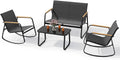 Set di mobili da giardino Xbro, 4 posti, 2 poltrone, acciaio, tessuto, per giardino e terrazzo