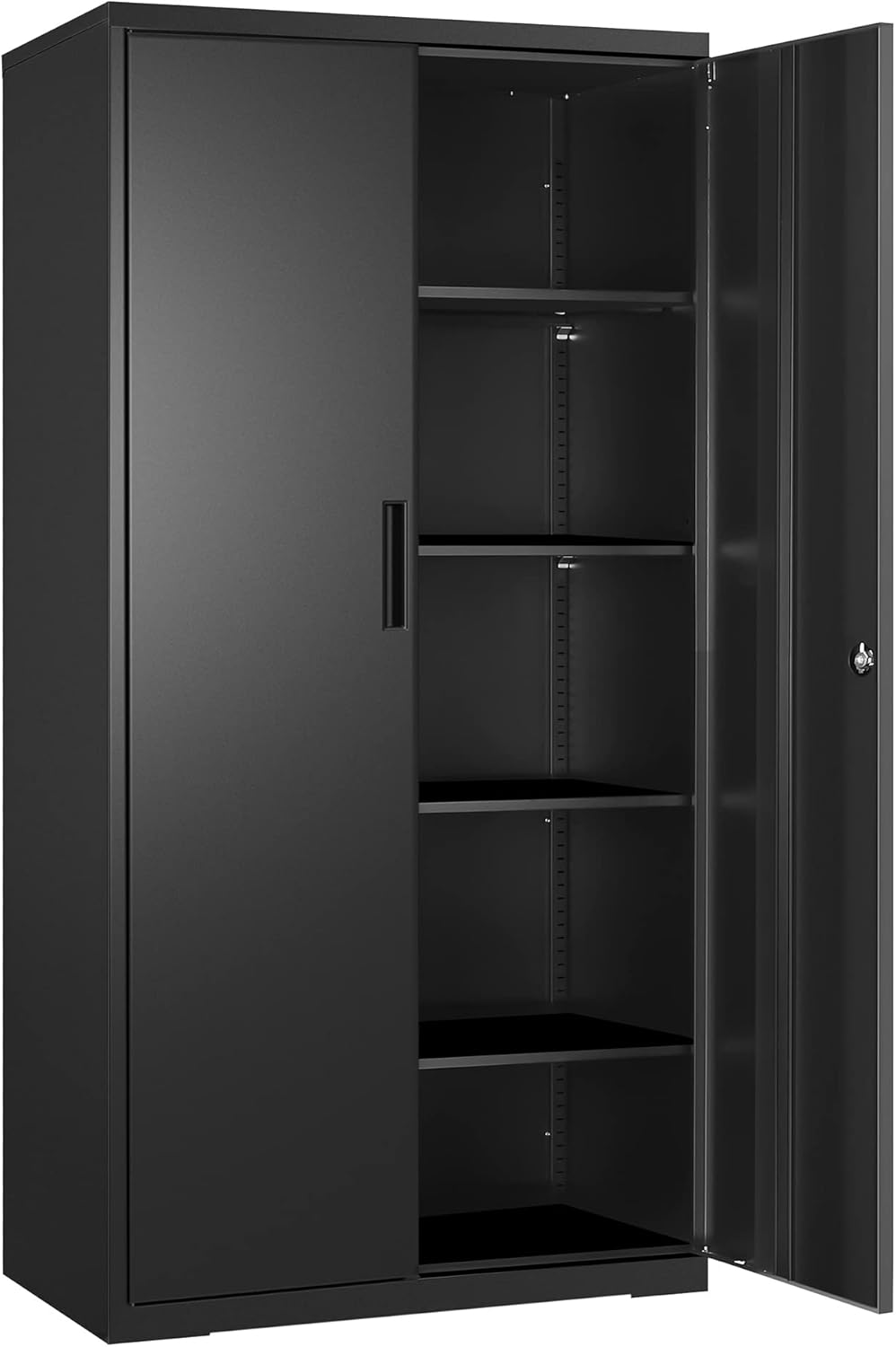 SONGMICS Armadietto, OMC015B01, 40 × 80 × 180 cm, Nero, 5 ripiani, 2 ante, regolabile, metallo, per ufficio