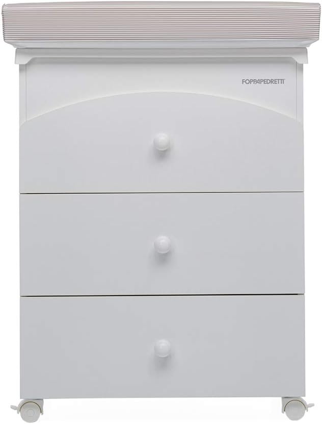 Fasciatoio con vaschetta Foppapedretti, 3 cassetti, Bianco, 89 × 46 × 69 cm, legno