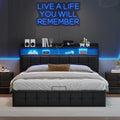 BLSYHDH Struttura letto, +PU-1, Nero, pelle, con contenitore, con porta USB, imbottito, misura 140 × 200, per camera da letto