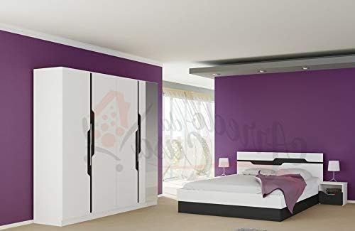 ARREDO DA CASA Letto, CDLI7013, Moderna, 4 ante, matrimoniale, Bianco/Nero, per camera da letto