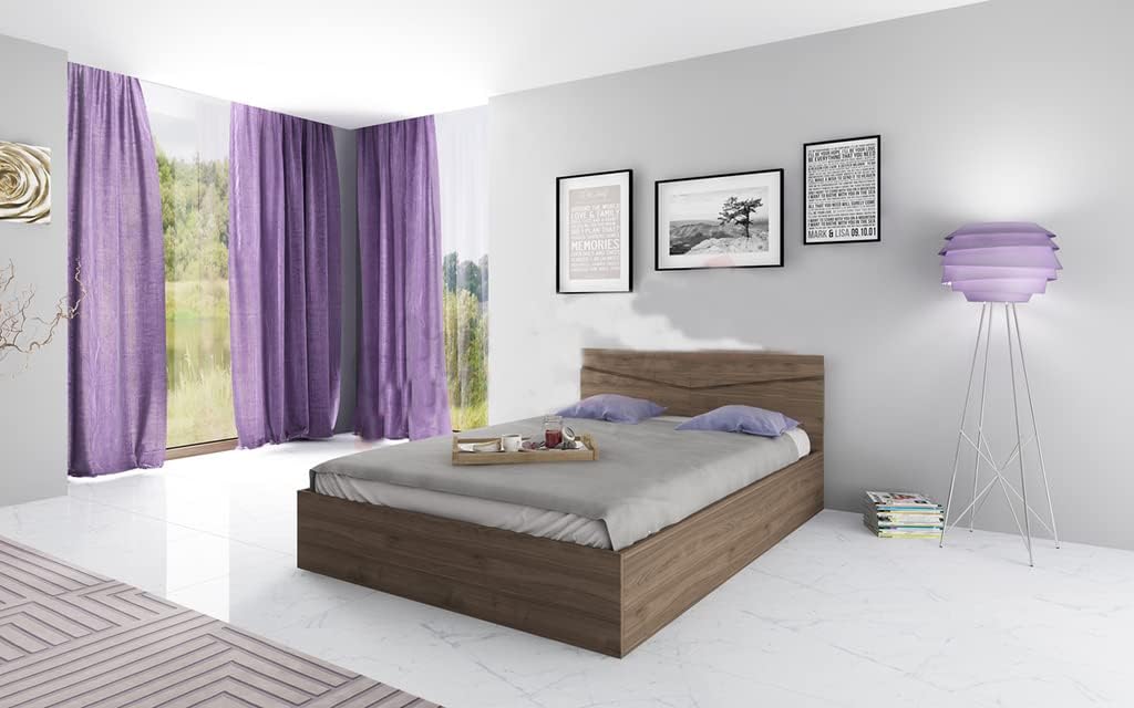Letto ARREDO DA CASA, LI2010, singolo, Noce, lino, con contenitore, per camera da letto