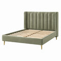 Letto matrimoniale in velluto verde oliva con gambe in metallo 160x200 cm