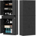 Credenza KOMFOTTEU, regolabile, 77 × 39 × 183cm, 3 ripiani, Nero, legno, per soggiorno e sala da pranzo