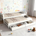 Struttura letto Soweiz, 2 cassetti, singolo, matrimoniale, Bianco, 200 × 90 cm, 190 × 90 cm, legno, MDF, con ruote, per camera da letto
