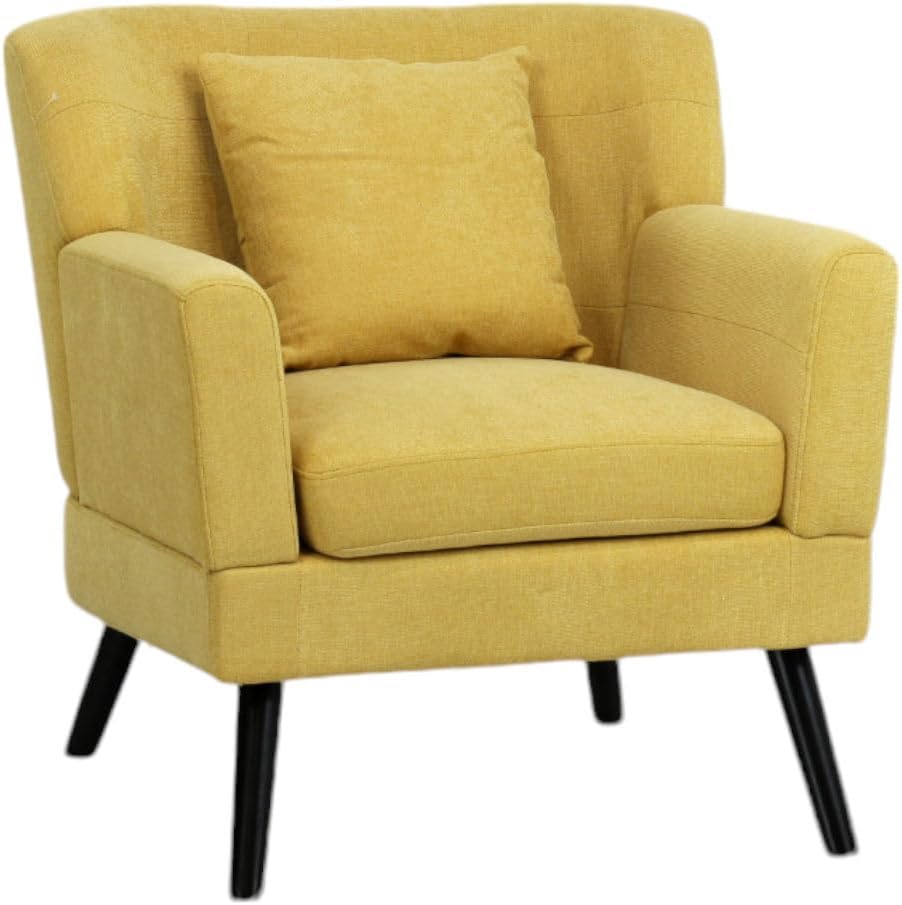 Poltrona Totò Piccinni, Giallo, legno, tessuto, con braccioli, imbottito, per soggiorno
