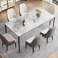 SSTBLEV Tavolo da pranzo, 160 × 81,3 × 73,7 cm, Bianco, metallo, per sala da pranzo e cucina