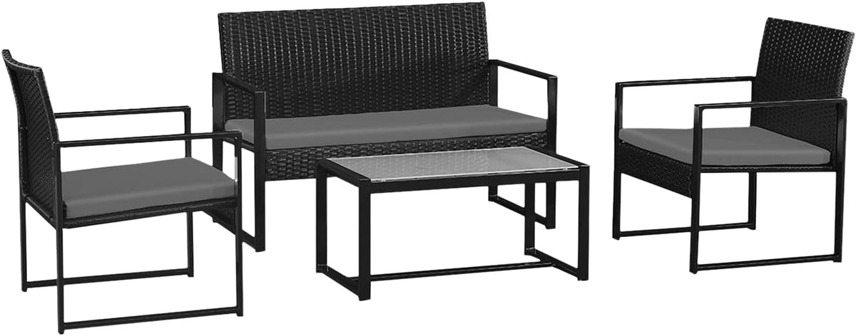 Divano Happy Garden, 61 × 107 × 73 cm, 61 × 57 × 73 cm, Nero, acciaio, per giardino e terrazzo