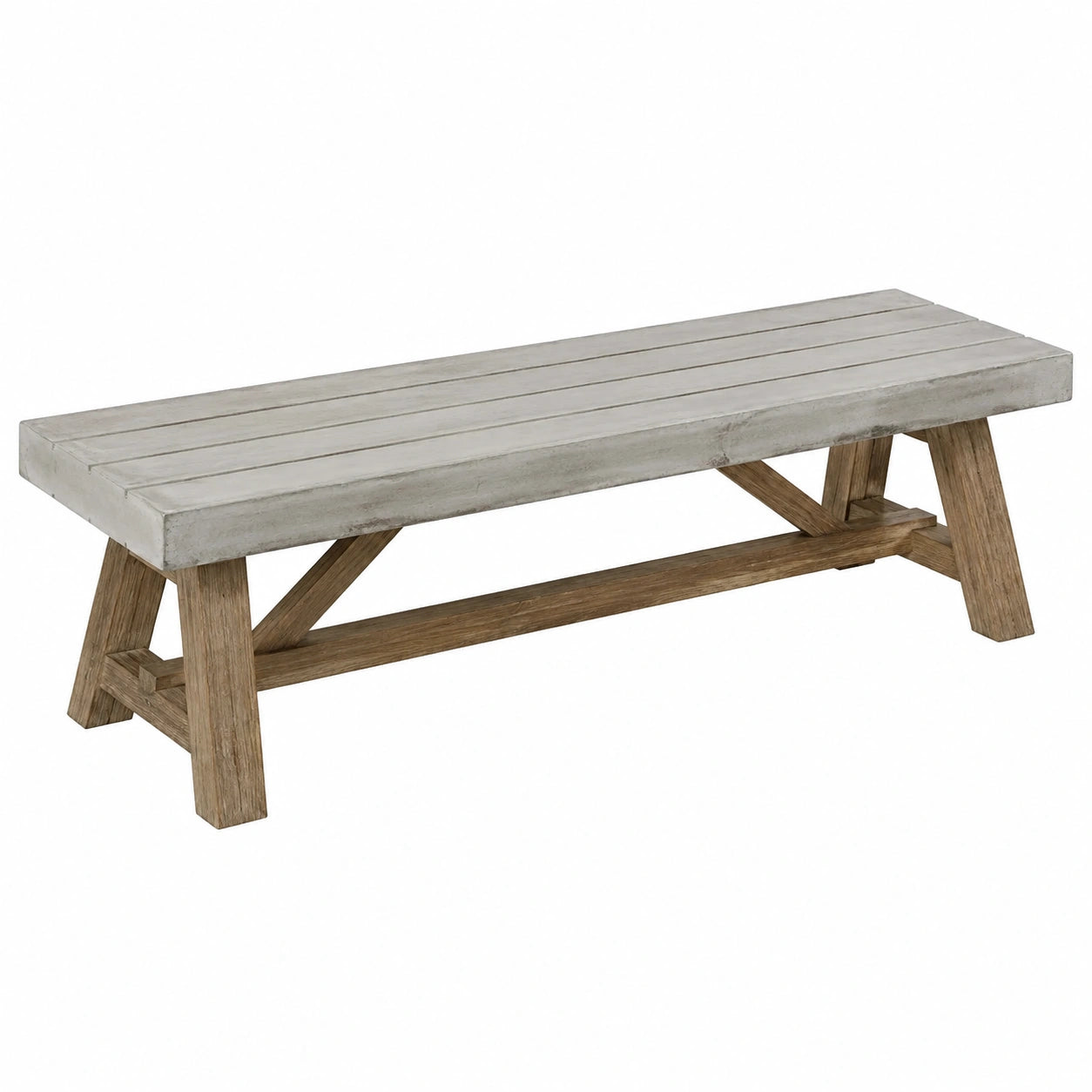 Panca in Cemento e Legno Grigio/Naturale