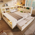 Letto Kebnor, 140 × 200 cm, Bianco, singolo, con porta USB, legno, materasso non incluso, per camera da letto