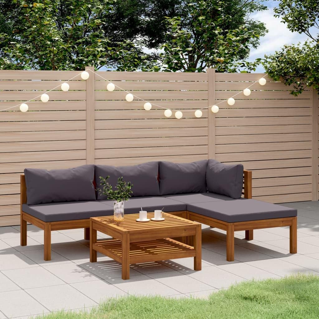 Divano modulare JHQHSM, legno massello, con tavolino, con cuscino, per giardino e terrazzo