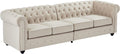 Vente-unique Divano, 4 posti, 256 × 87 × 72 cm, Beige, velluto, per soggiorno