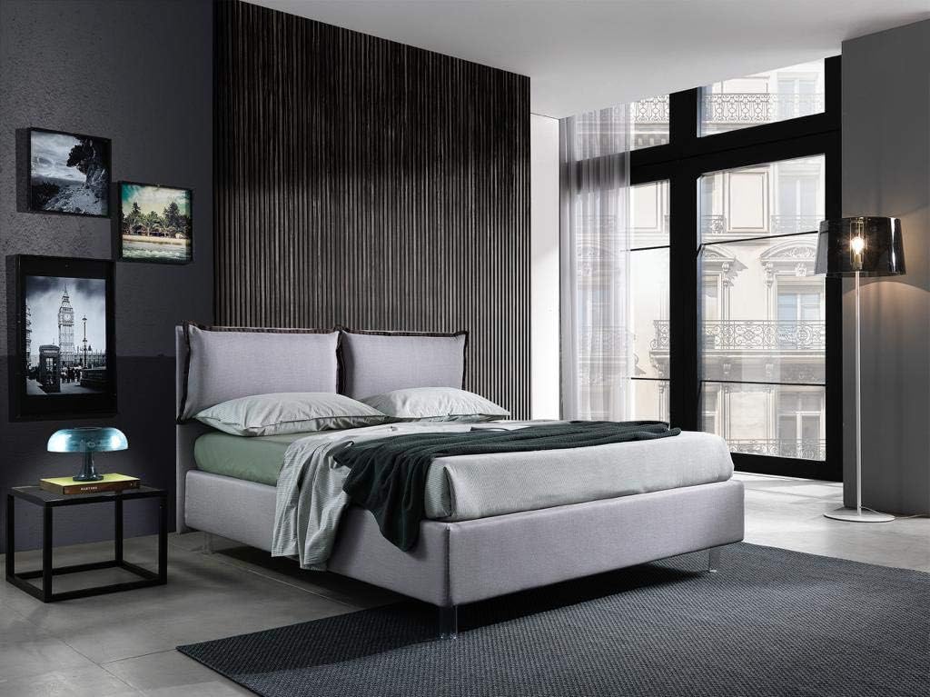 Letto LettiPer, matrimoniale, tessuto, similpelle, misura 160 × 190, sfoderabile, per camera da letto