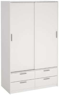 Armadietto a specchio, 4 cassetti, Bianco, per camera da letto