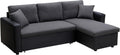 Vente-unique Divano angolare, 223 × 148 × 84 cm, Antracite/Nero, tessuto, allungabile, per soggiorno