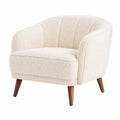 Poltrona in Bouclè Crema con Gambe in Legno Massello