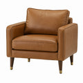 Poltrona in Pelle con Gambe in Legno