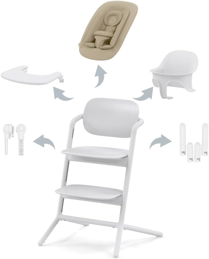 Seggiolone Cybex, con poggiatesta, 56 × 54,5 × 81,5 cm, Bianco, alluminio, plastica