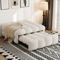 Lexiou Divano letto, Puffy, singolo, 2 in 1, Beige, tessuto, allungabile, con poggiapiedi, imbottito, per soggiorno