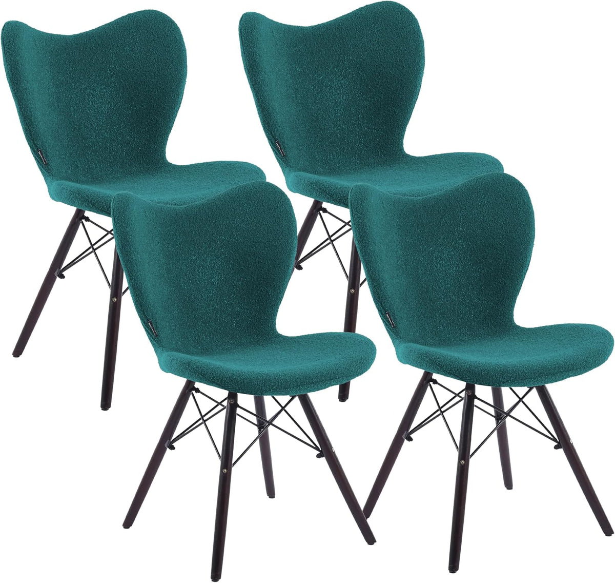 Set di sedie da pranzo Brigros, 4 sedie, Blu petrolio, 56 × 46 × 79 cm, legno, tessuto, per sala da pranzo e cucina