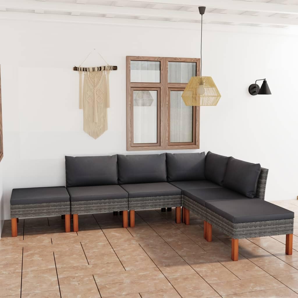 Divano Hoopleep, Grigio, 60,5 × 64,5 × 67 cm, 64,5 × 64,5 × 67 cm, legno, rattan, con cuscino, per giardino e terrazzo