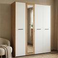 Armadio guardaroba Dmora, 5 ripiani, 4 ante, Bianco, 158 × 204 cm, per camera da letto
