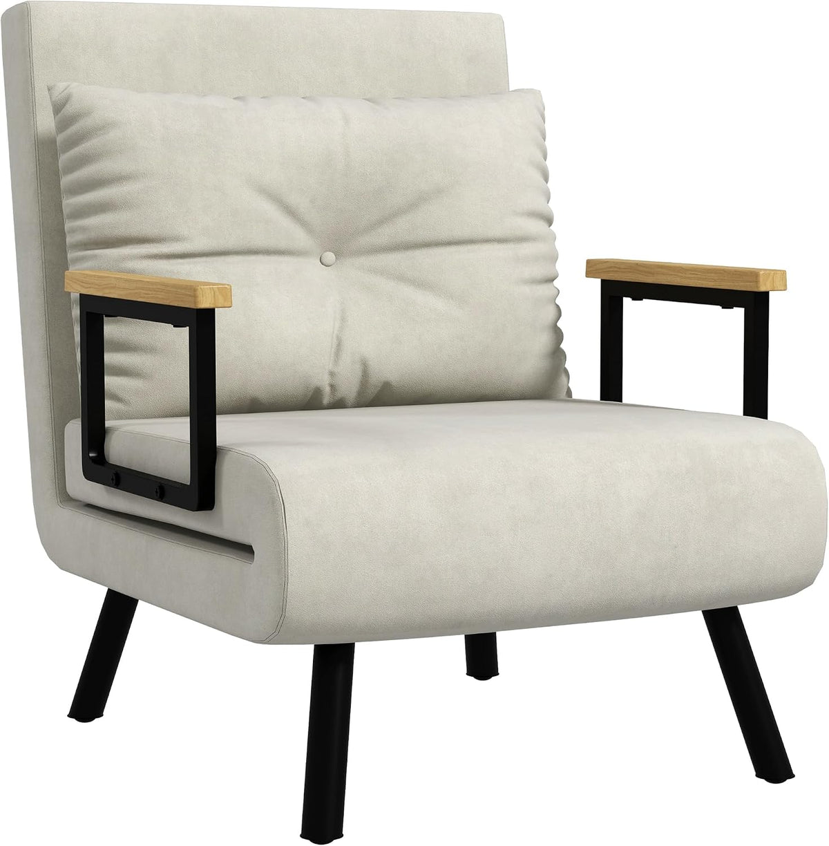HOMCOM Letto, singolo, Bianco/Crema, legno, regolabile, per camera da letto