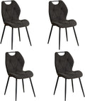 GrandCA HOME Set di sedie da pranzo, 4 sedie, Nero, metallo, tessuto, per sala da pranzo e cucina