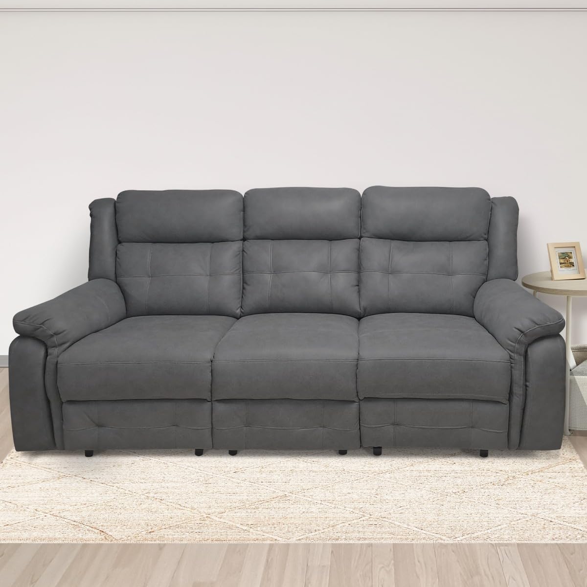 Divano Bissolo Casa, 208 × 96 × 101,5 cm, 3 posti, Grigio, tessuto, per soggiorno