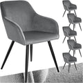 tectake Set di sedie da pranzo, 6 sedie, Grigio/Nero, velluto, ergonomico, per sala da pranzo e cucina