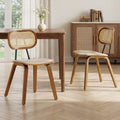 Set di sedie da pranzo chairus, 2 sedie, Beige, rattan, similpelle, per sala da pranzo e cucina