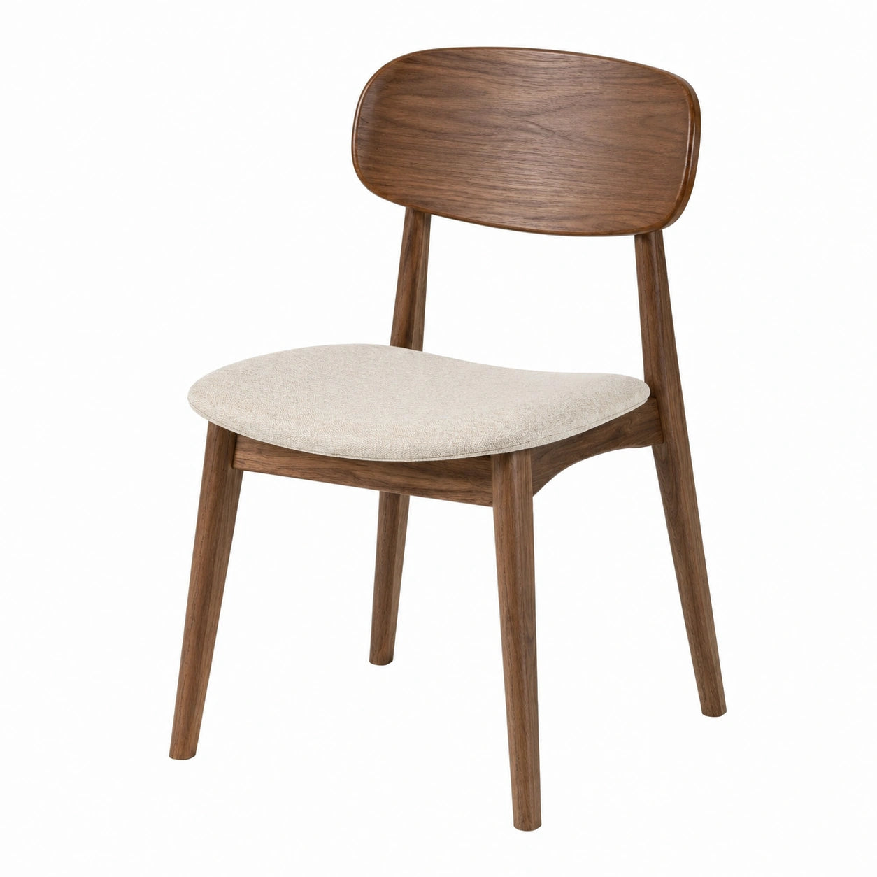 Sedia da pranzo in legno e tessuto beige
