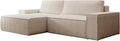 Vente-unique Amelia Divano letto angolare sinistro, Beige, 267 × 167 × 85 cm, velluto a coste, con contenitore